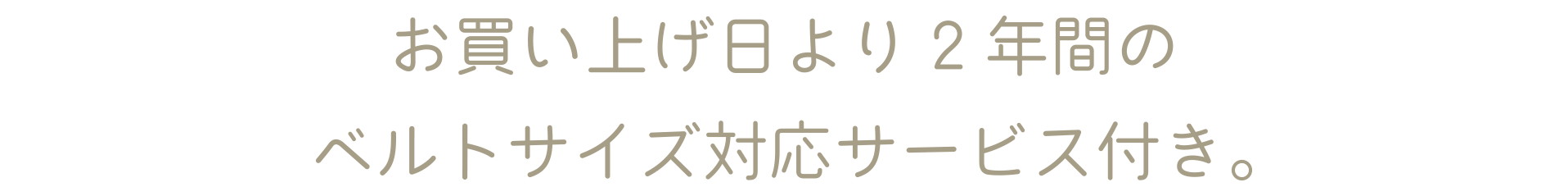 お買い上げ日より2年間のベルトサイズ対応サービス付き。